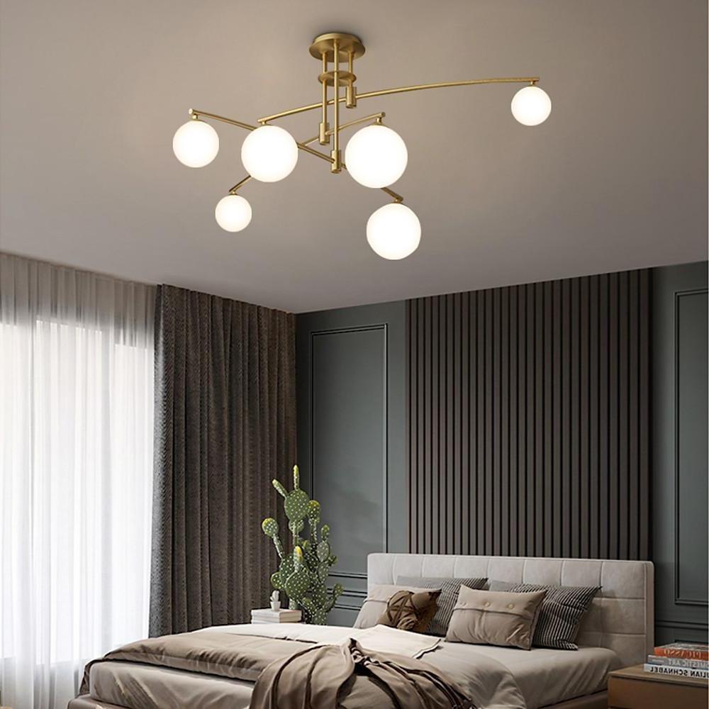 Curved Line Design 9-Light Glass LED Gold Modern Chandelier Ceiling Light