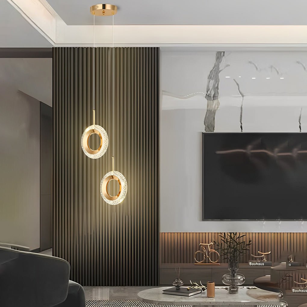 Circle Water Drop Minimalist Pendant Light with Three-Step Dimming LED