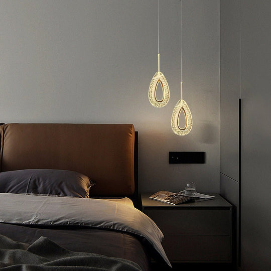 Circle Water Drop Minimalist Pendant Light with Three-Step Dimming LED