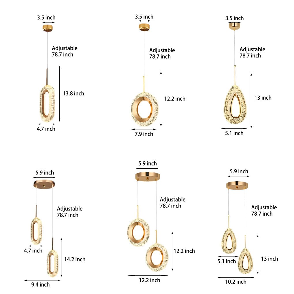 Circle Water Drop Minimalist Pendant Light with Three-Step Dimming LED