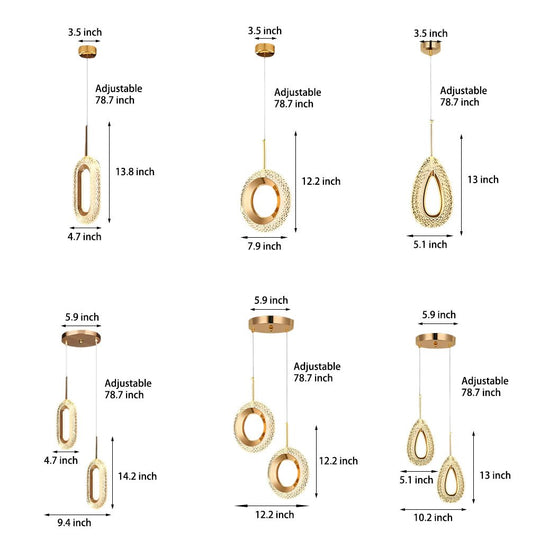 Circle Water Drop Minimalist Pendant Light with Three-Step Dimming LED