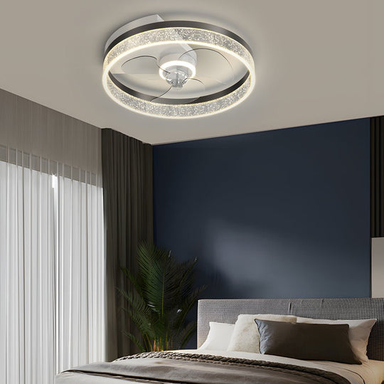 Circular Bubble 19.7" LED Ceiling Fan Light – Gold or Black Flush Mount, 3-Step Dimming