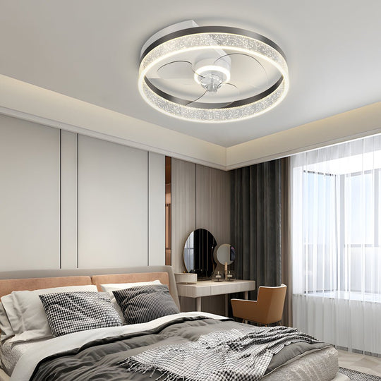 Circular Bubble 19.7" LED Ceiling Fan Light – Gold or Black Flush Mount, 3-Step Dimming