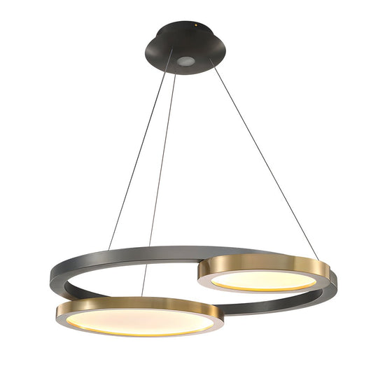 Circular Multi-Ring LED Chandelier – Brass & Pearl Black Finish