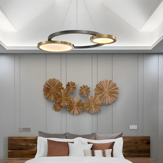 Circular Multi-Ring LED Chandelier – Brass & Pearl Black Finish