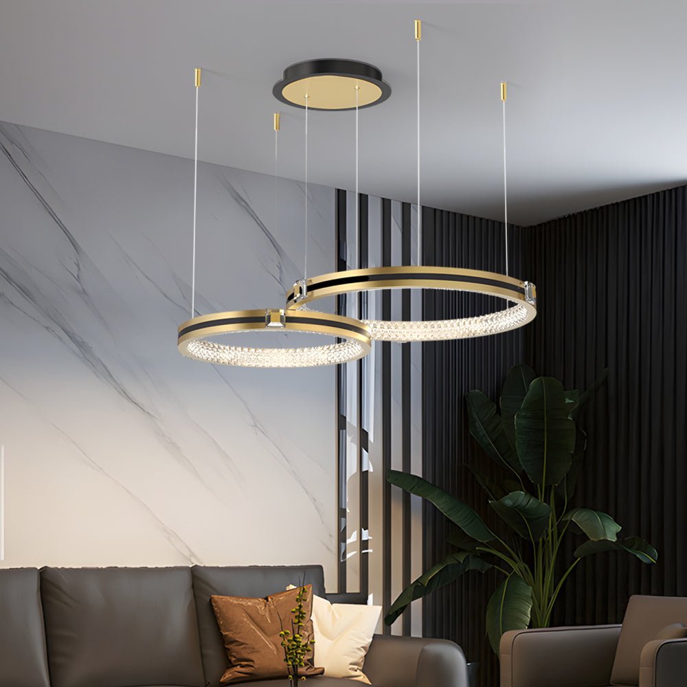 Brushed Gold Circular Ring Ceiling Light with 3-Step Dimming