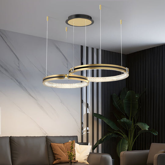 Brushed Gold Circular Ring Ceiling Light with 3-Step Dimming
