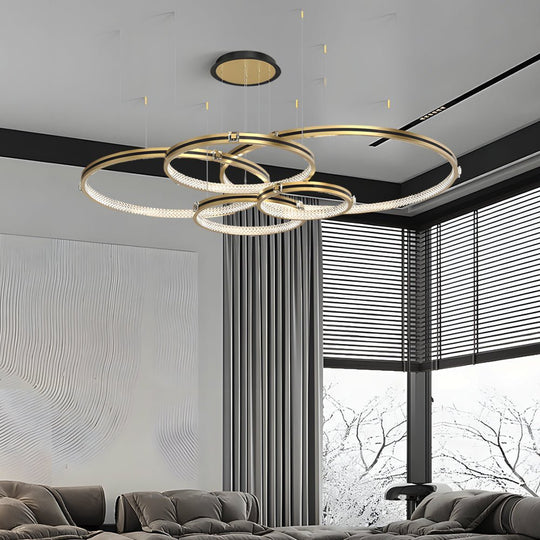 Brushed Gold Circular Ring Ceiling Light with 3-Step Dimming