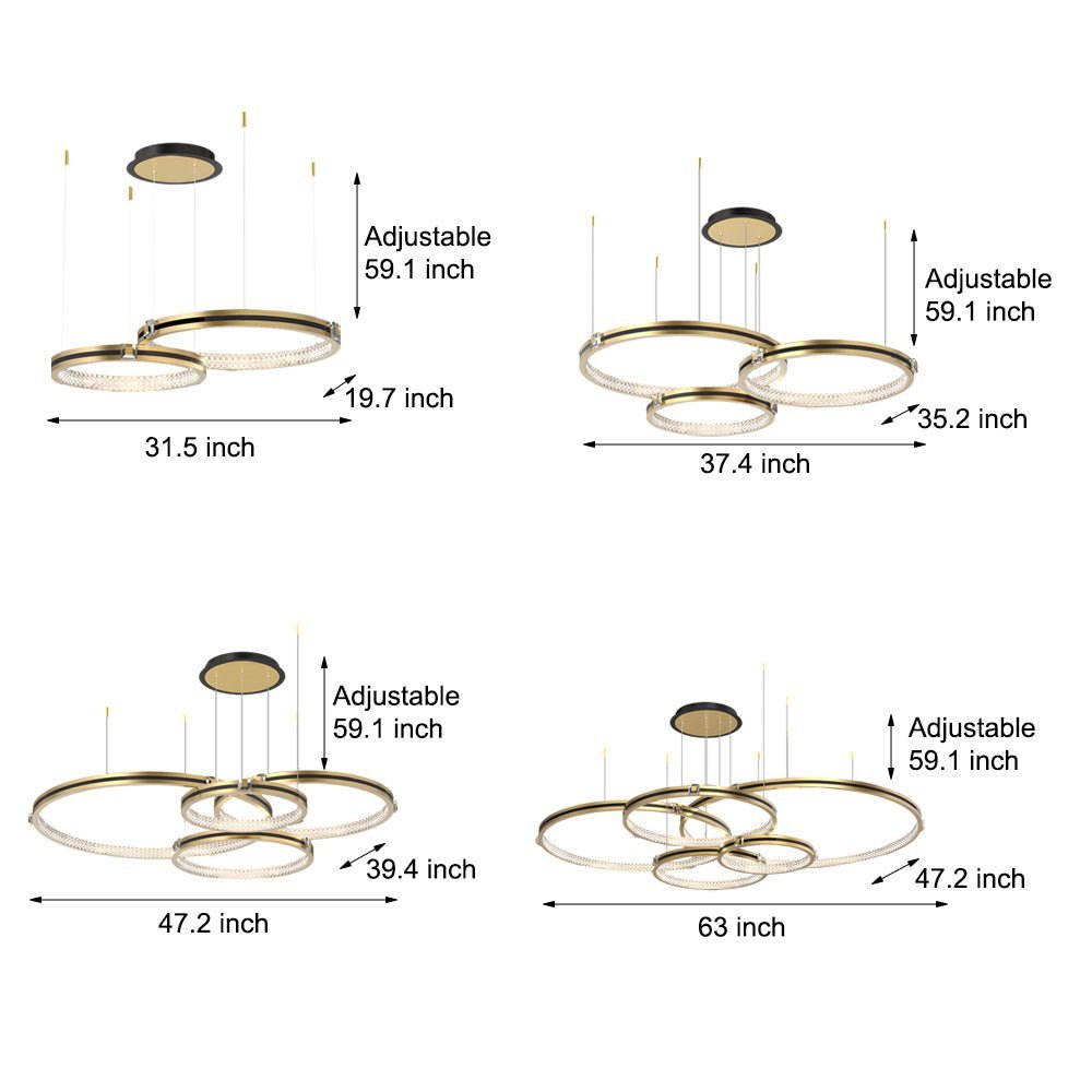 Brushed Gold Circular Ring Ceiling Light with 3-Step Dimming