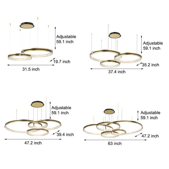 Brushed Gold Circular Ring Ceiling Light with 3-Step Dimming