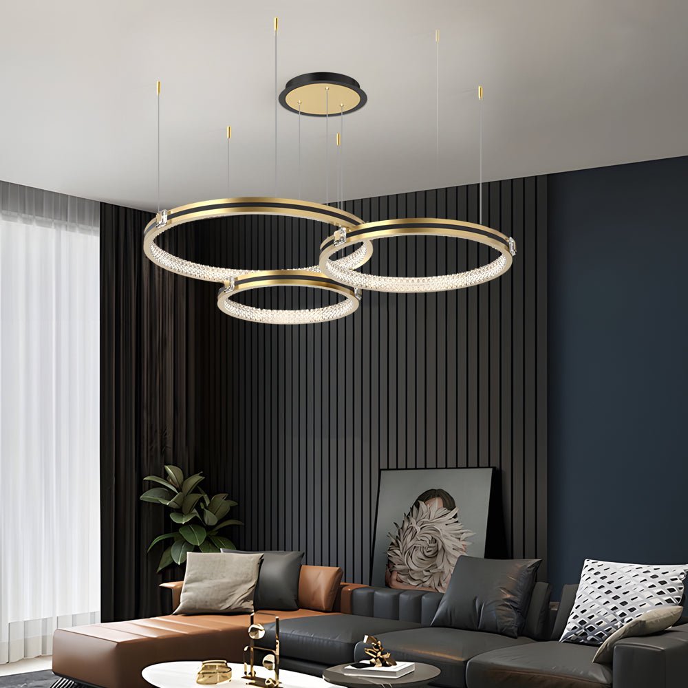 Brushed Gold Circular Ring Ceiling Light with 3-Step Dimming