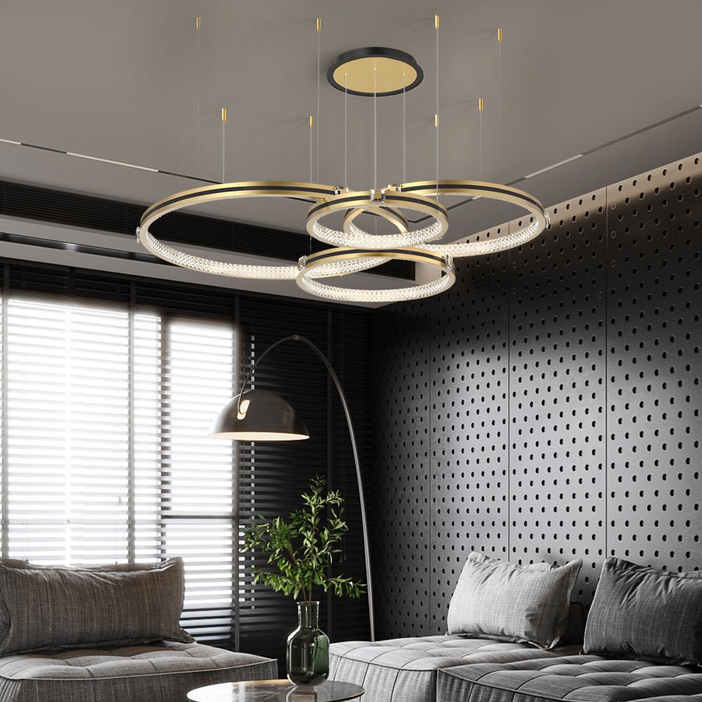 Brushed Gold Circular Ring Ceiling Light with 3-Step Dimming