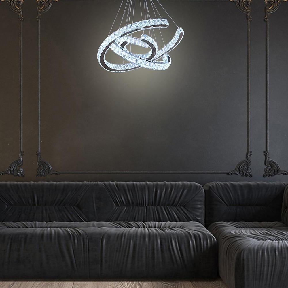 Wave LED Crystal Stainless Steel Chandelier