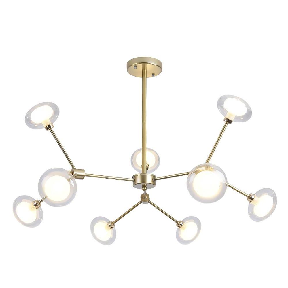 9-Light Glass LED Nordic Sputnik Chandelier – Modern Hanging Ceiling Light