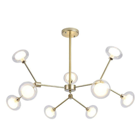 9-Light Glass LED Nordic Sputnik Chandelier – Modern Hanging Ceiling Light