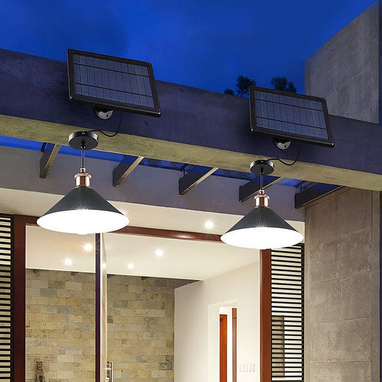 Classic Conical Solar LED Pendant Light Outdoor & Indoor Hanging Lamp