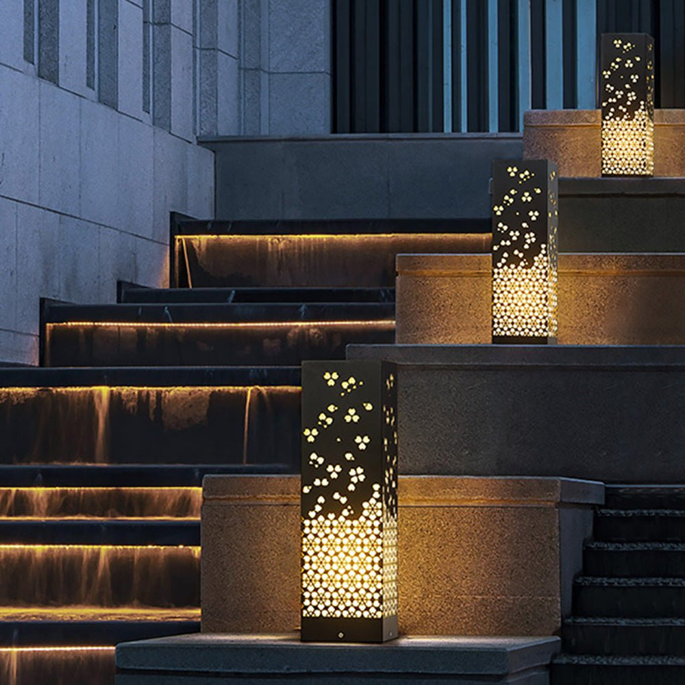 Asian Style Perforated Garden Light with Snowflake Design