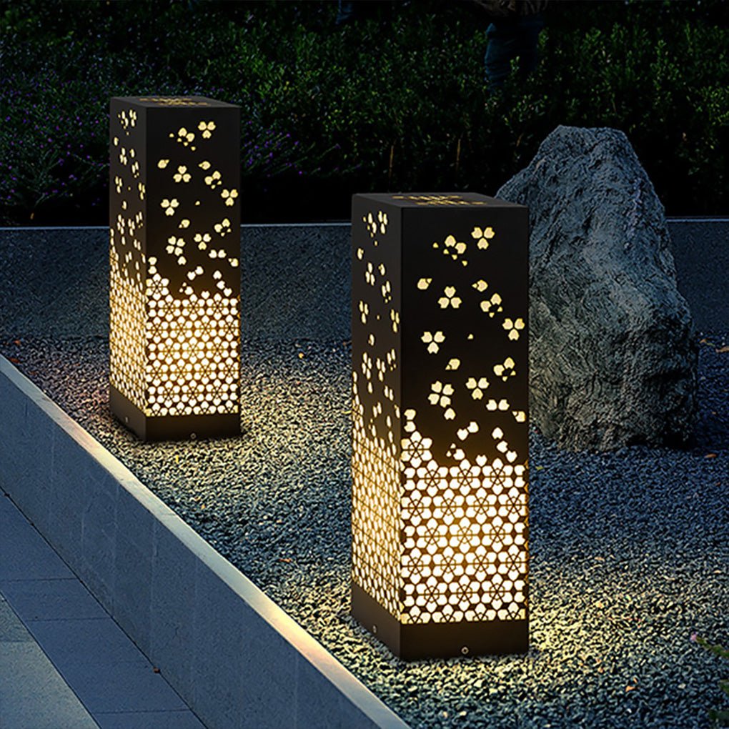 Asian Style Perforated Garden Light with Snowflake Design