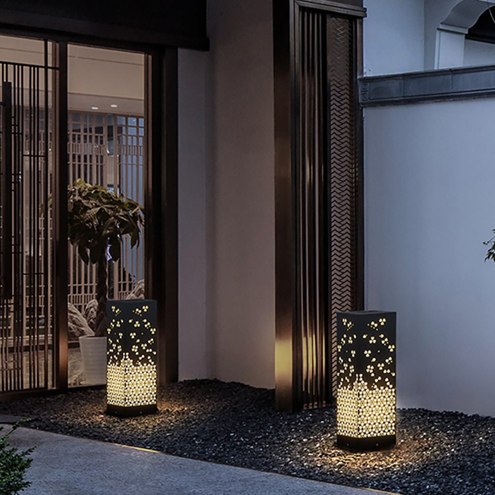 Asian Style Perforated Garden Light with Snowflake Design