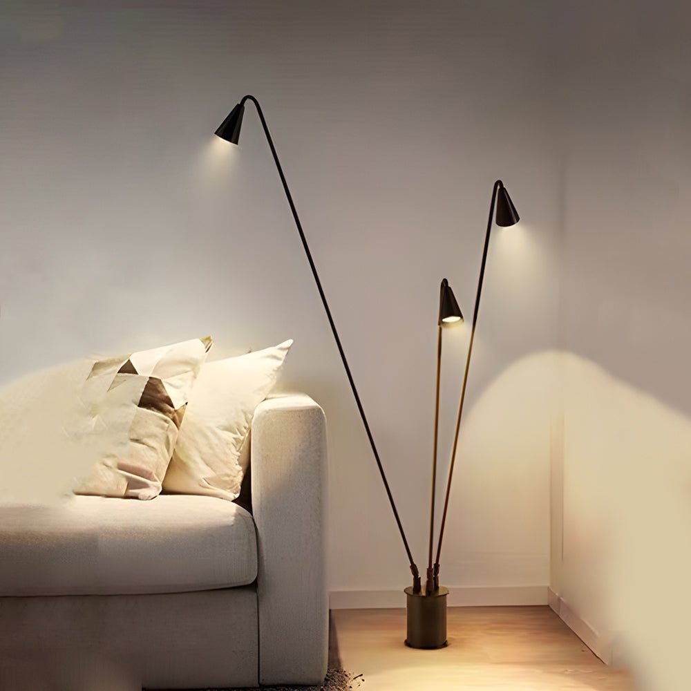 Classic Black Multi-Head Industrial LED Floor Lamp