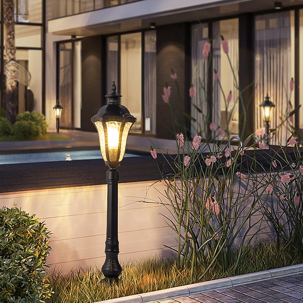 Retro Outdoor Lamp Post with Cracked Lampshade