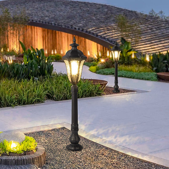 Retro Outdoor Lamp Post with Cracked Lampshade