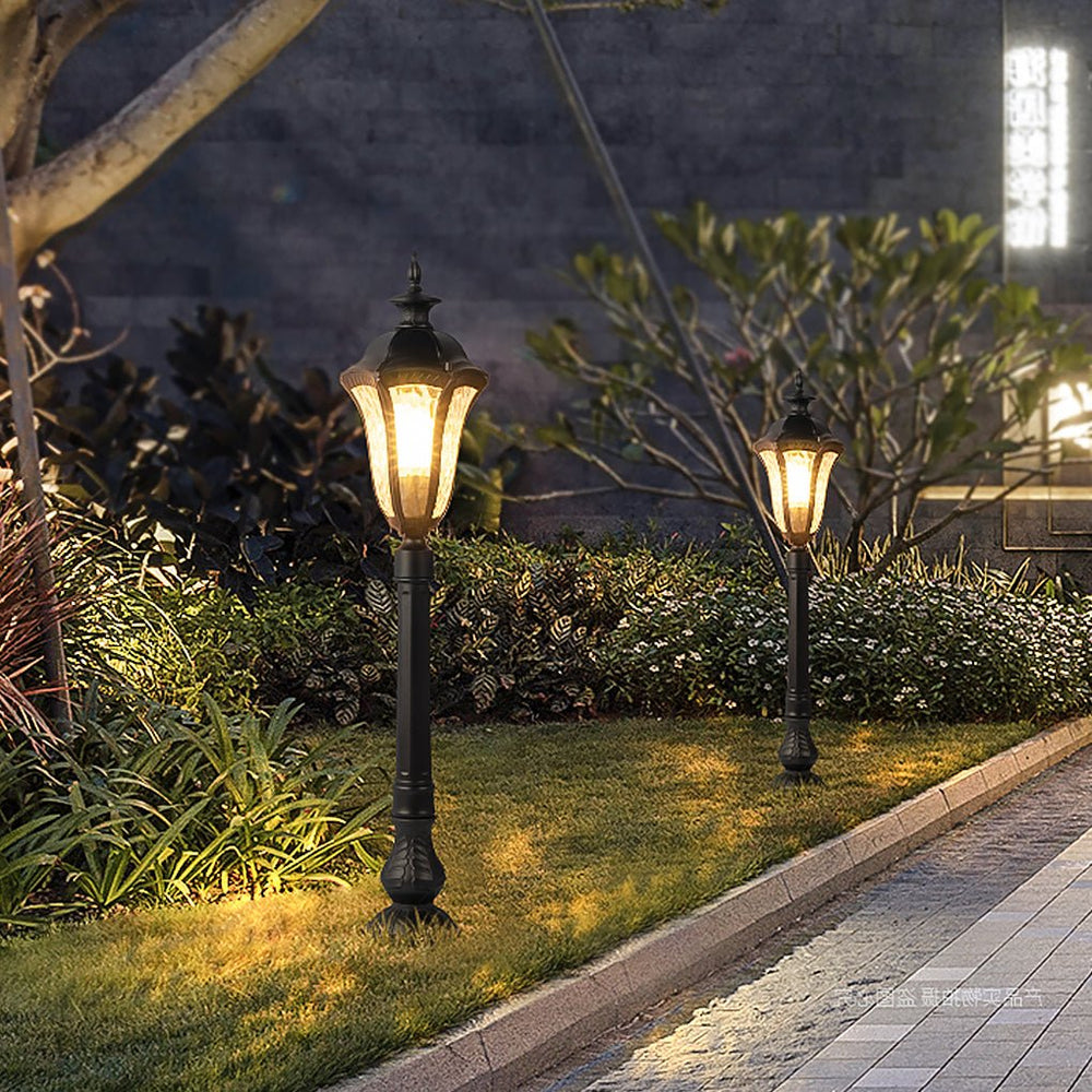 Retro Outdoor Lamp Post with Cracked Lampshade