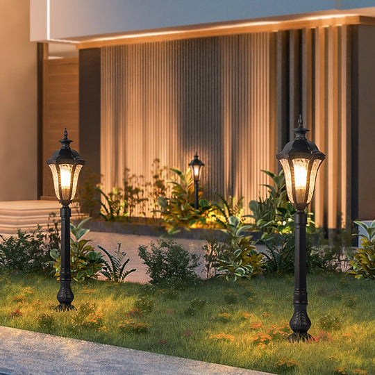 Retro Outdoor Lamp Post with Cracked Lampshade