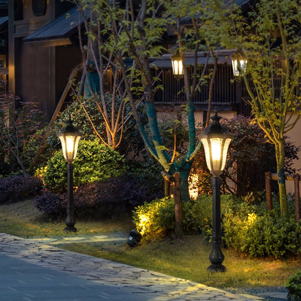 Retro Outdoor Lamp Post with Cracked Lampshade