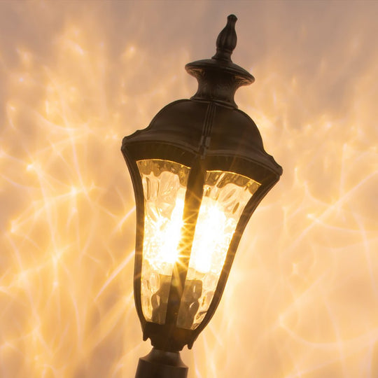Retro Outdoor Lamp Post with Cracked Lampshade