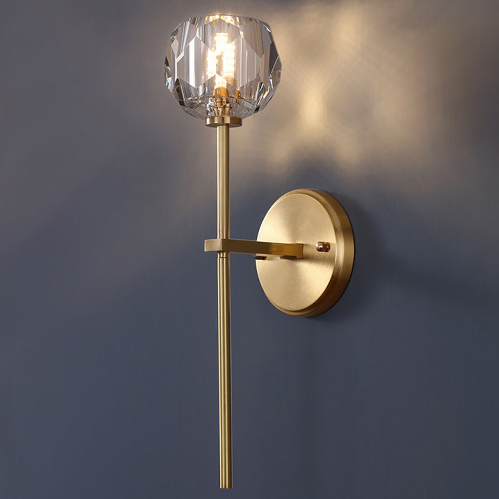 Ball-Shaped LED Crystal Gold Postmodern Wall Lamp – Plug-in Sconce