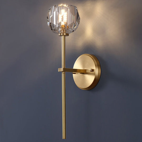 Ball-Shaped LED Crystal Gold Postmodern Wall Lamp – Plug-in Sconce