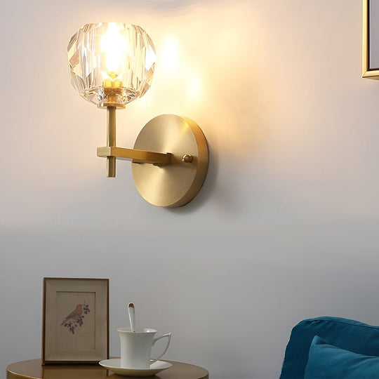 Ball-Shaped LED Crystal Gold Postmodern Wall Lamp – Plug-in Sconce