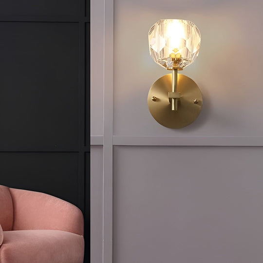 Ball-Shaped LED Crystal Gold Postmodern Wall Lamp – Plug-in Sconce