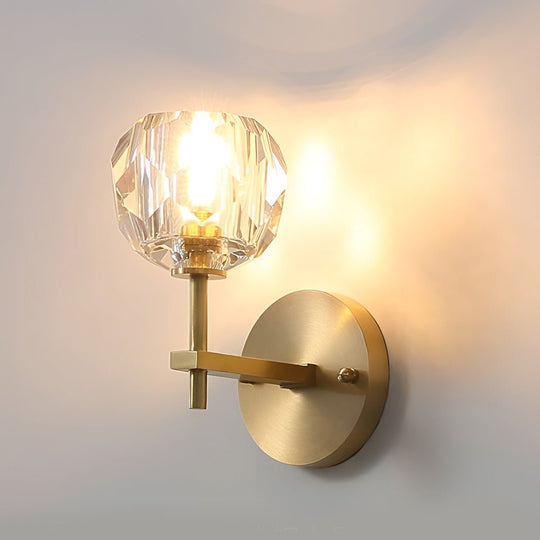 Ball-Shaped LED Crystal Gold Postmodern Wall Lamp – Plug-in Sconce