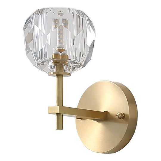 Ball-Shaped LED Crystal Gold Postmodern Wall Lamp – Plug-in Sconce