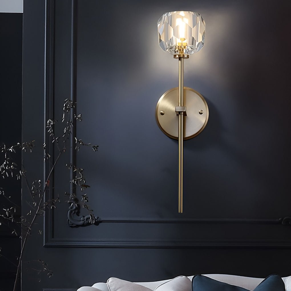 Ball-Shaped LED Crystal Gold Postmodern Wall Lamp – Plug-in Sconce