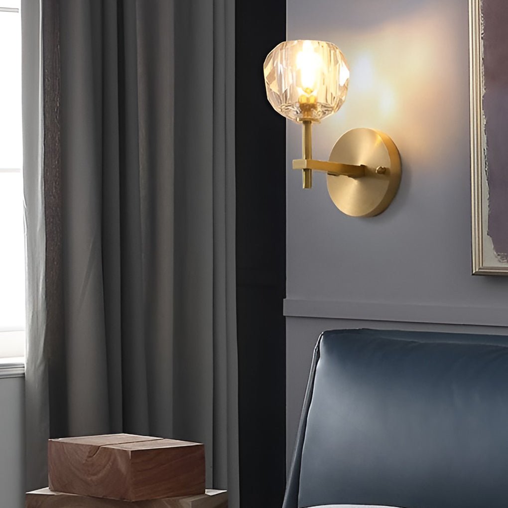 Ball-Shaped LED Crystal Gold Postmodern Wall Lamp – Plug-in Sconce