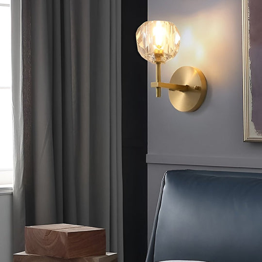 Ball-Shaped LED Crystal Gold Postmodern Wall Lamp – Plug-in Sconce