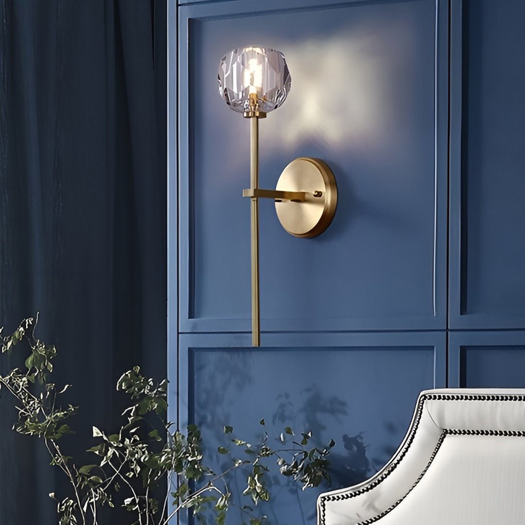Ball-Shaped LED Crystal Gold Postmodern Wall Lamp – Plug-in Sconce