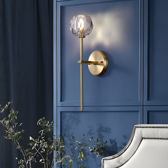 Ball-Shaped LED Crystal Gold Postmodern Wall Lamp – Plug-in Sconce