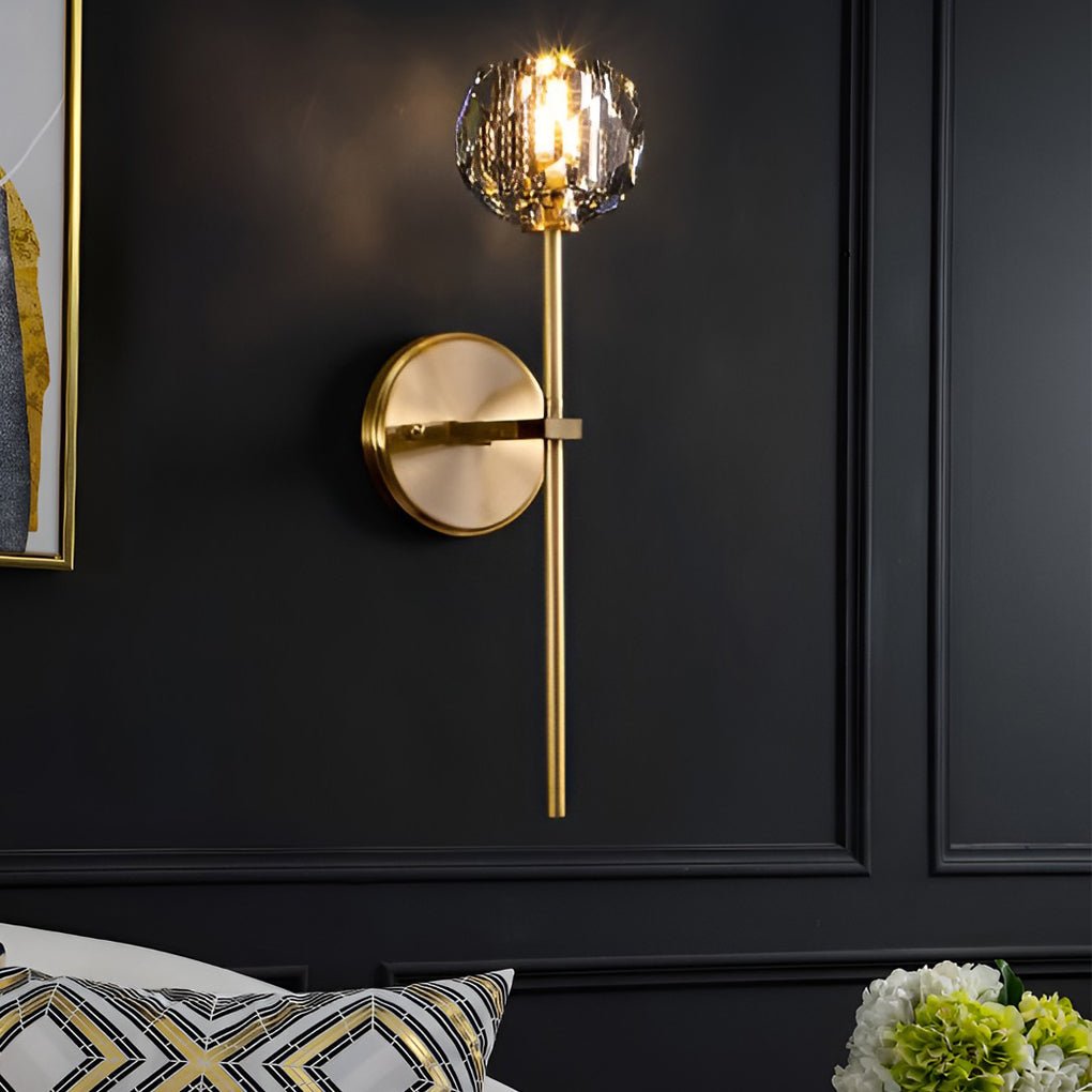 Ball-Shaped LED Crystal Gold Postmodern Wall Lamp – Plug-in Sconce