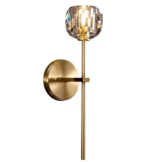 Ball-Shaped LED Crystal Gold Postmodern Wall Lamp – Plug-in Sconce