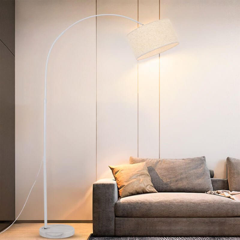 Marble Base Adjustable Arc Floor Lamp with Fabric Shade