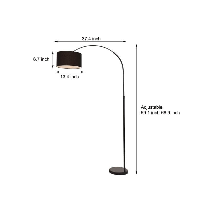 Marble Base Adjustable Arc Floor Lamp with Fabric Shade