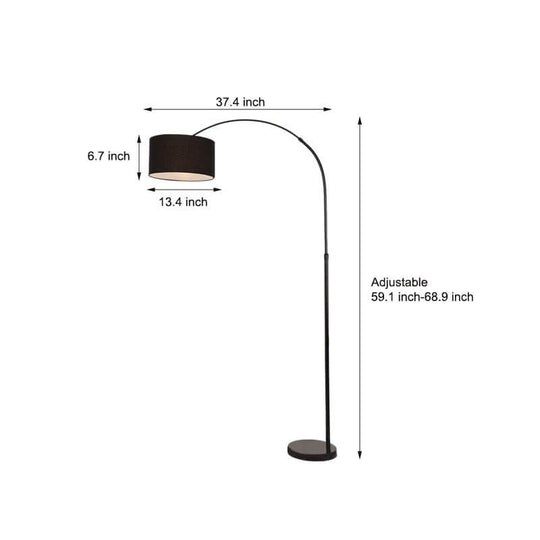 Marble Base Adjustable Arc Floor Lamp with Fabric Shade