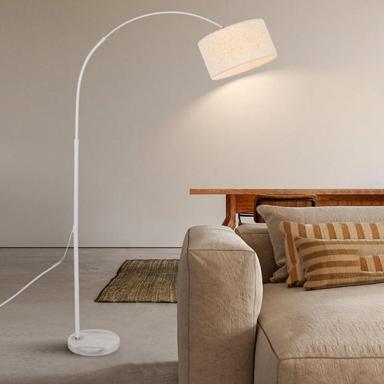 Marble Base Adjustable Arc Floor Lamp with Fabric Shade