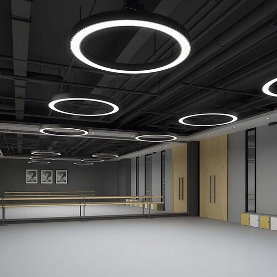 Round Ring – Modern Hanging Profile LED Pendant Light for Office, Gym, and Commercial Spaces