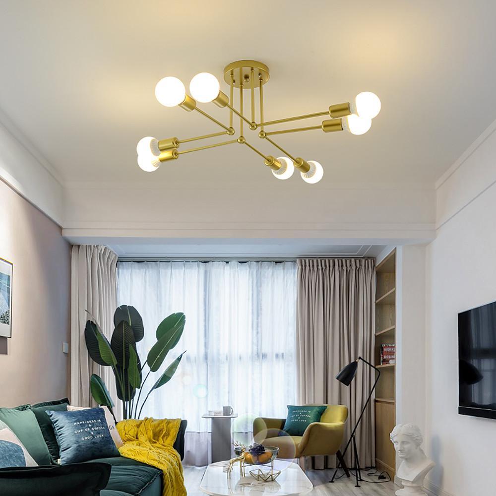 8-Light Modern Linear Gold Flush Mount LED Ceiling Light