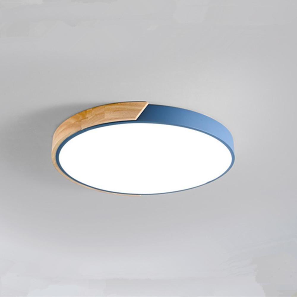 Circular Modern LED Metal Wood Flush Mount Ceiling Light – Living Room